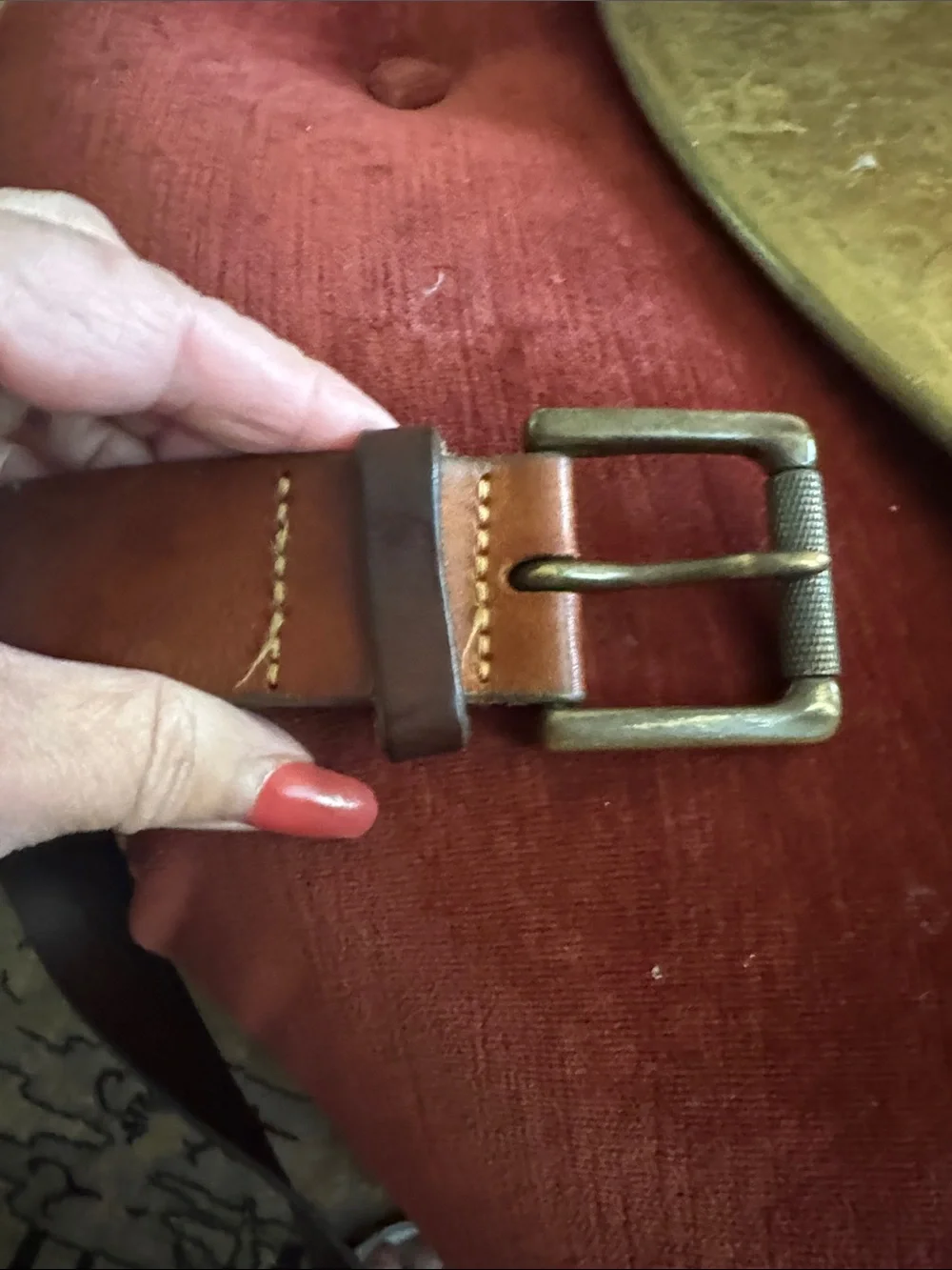 Banana Republic Dark Brown Leather Belt with Metal Buckle